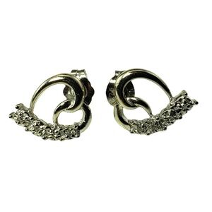 10K White Gold and Diamond Heart Earrings #16040
